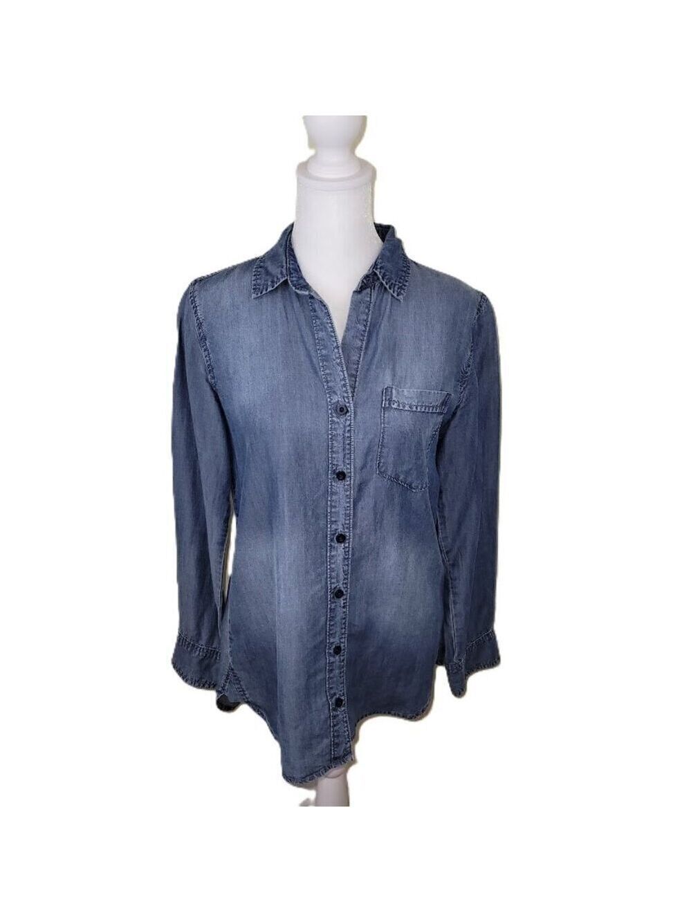 Cloth & Stone Chambray Shirt Long Sleeve Button Up Top Women's Size XS